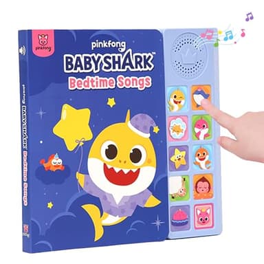 Baby Shark Bedtime Songs 10 Button Sound Book | Children's Musical Sound Book | Interactive Learning Book for Toddlers 1-3 | Educational Storybook | Baby Shark Gift for Kids