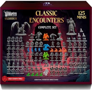 Classic Encounters - 125 Iconic DND Miniatures Bulk Monsters, Unpainted 28mm DND Minis, D&D Miniatures, Dungeons and Dragons Figures Mini Figurines, Fantasy Tabletop D&D Accessories Assembled