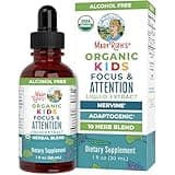 MaryRuth Organics Kids Brain Supplements for Memory and Focus, USDA Organic Drops with Ginkgo Biloba, Rhodiola Root & Licorice Root, Focus & Attention, Calm, Vegan, Non-GMO, Gluten Free, 30 Servings