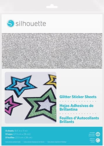 Silhouette America Silhouette 8.5"X11" Glitter Sticker Paper 8/Pkg, Black