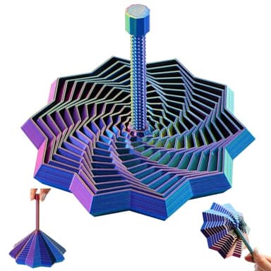 3D Printed Star Easter Fidget Toys Adults Teen with Detachable Handle, Dual Motion Sensory Toys with Auditory Feedback,Color-Changing Spiral for Stress Relief and Focus,Gifts for ADHD and Office Desk