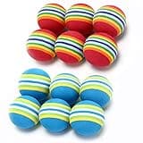 VOVIGGOL 12 Pack 2 Color Rainbow Cat Toy Balls Soft EVA Foam Interactive Indoor Kittens Favorite Toys 1.38" Dia. Small Dogs Puppies Toy Balls Bulk Activity Chase Quiet Play Sponge Ball
