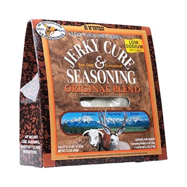Hi Mountain Jerky Seasoning and Cure Kit | LOW SODIUM ORIGINAL BLEND | Beef Jerky Seasoning | Perfect for Beef, Venison, Elk, & Deer | Seasons up to 15 lbs. of Meat (1 Box)