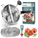 Stainless Steel Food Mill With 3 Milling Discs,Ergonomic design Rotary hand crank Food Mills For Tomato Sauce,Potatoes,Jams,canning, Dishwasher Safe,Includes Multifunctional Spoon,Blue D