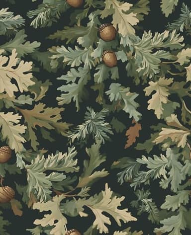 VOLEAAR Dark Green Forest Acorn Wallpaper, Casual Oak Leaves & Acorns Botanical Design Removable Wall Paper for Cubicle Bathroom Cabinet, Waterproof Contact Paper Mural Wall Art Decor 17.5In x 118In