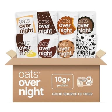 Oats Overnight Chocolate Variety Pack - High Protein, High Fiber Breakfast Protein Shake - Gluten Free Oatmeal, Non GMO High Protein Oatmeal - Smores, Dark Chocolate Sea Salt & More Flavors (8 Pack)