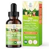 Kids DHA Omega 3 Drops - Fatty Acids Omega 3 6 9 for Brain, Immunity & Vision - Nutritional DHA for Kids for Healthy Nervous System & Focus Support - Vegan Liquid Supplement with EPA & ALA - 2 Fl Oz