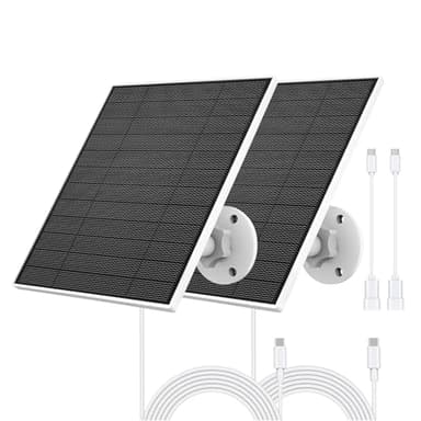Solar Panel for Eufy Camera, 5W Solar Panel Compatible with Eufycam 3/3C/2/2 Pro/2C/2C Pro/E/E20/E40/L20/L40, Solar Charger for Eufy Camera with USB-C Port, Micro USB Adapter, IP65 Waterproof, 2 Pack