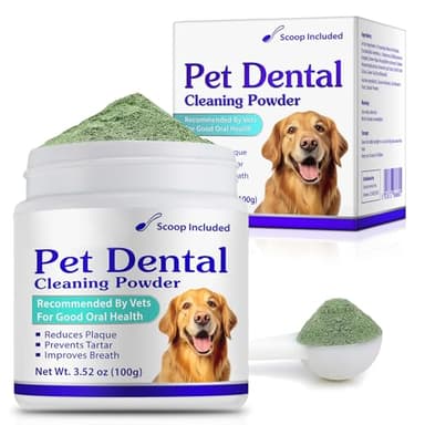 Dog Teeth Cleaning Powder - Dog Dental Powder - Plaque Off Pet Tooth Cleaning lab co - Targets Tartar & Reduces Plaque & Bad Breath - Teeth Cleaning Made Easy for Small, Medium, Large Dogs
