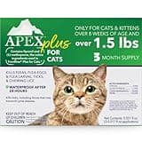 Apex Plus Flea Treatment for Cats, 1.5+ lbs | 3-Month Supply | Cat Flea and Tick Treatment Drops | 24-Hour Activation, Waterproof, 30-Day Protection