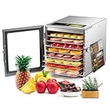 Cercker Food-Dehydrator Machine 8 Stainless Steel Trays, 500W Jerky Dehydrator for Meat, 190ºF Mushroom Dryer, 24H Timer Fruits Dryer for Herbs, Veggies, Yogurt & Dog Treats