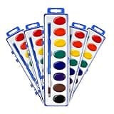 FUMILE Watercolor Paint Set Bulk,5 Pack,8 Colors Watercolors Paint with Paintbrush.Washable Watercolor Paint Set Kids for Parties,Birthday Party Favor,valentines for kids classroom.