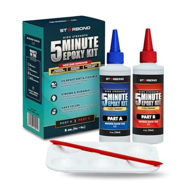 8 oz. XL Starbond 5 Minute Epoxy Pro Kit– Flexible Toughened (2,600 lb Shear Strength), Easy to Use, Fast Setting Glue — Compatible with Metal, Plastic, Wood, Ceramics, Glass and More