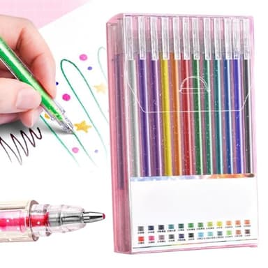 Glitter Gel Pen Set, 2025 Upgrade Colored Gel Markers Colorful Pens Glitter Highlighters Markers, Neon Gels Pens Smart Color Art for Greeting Cards Coloring Books Craft Drawing (24 Colors)