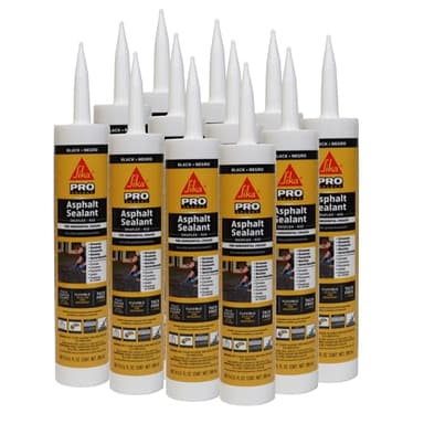 SIKA Sikaflex-410 Asphalt Sealant, Black, Self-Leveling Hybrid Sealant for Filling Cracks in Asphalt Driveways,Roadways and Pavements - 9 fl. oz. Cartridge,Fills Cracks up to 1.5 in. Wide(Pack of 12)