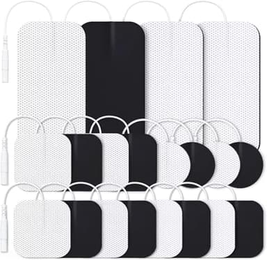 AUVON TENS Unit Replacement Pads Combination Set, 20 Packs Multiple Sizes Electrodes for TENS Unit, Reusable and Latex Free Pigtail TENS Pads for Multiple Pain Relief, 2mm Connector