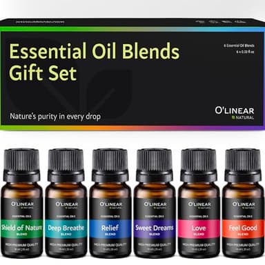 O'linear Essential Oils 6 Blends Set - Perfect for Humidifiers and Diffusers, Aromatherapy Diffuser Oils Scents, Essential Oil Kit for Home Use, Essential Oil Pack with Various Scents