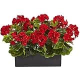 Nearly Natural Geranium Silk Plant in Rectangular Planter, UV Resistant (Indoor/Outdoor)