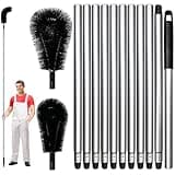 14 ft Gutter Cleaning Tools from The Ground, Advanced Gutter Cleaner for Easy and Efficient Cleaning from a Safe Distance, Extended Handle Brush Tool, Easily Clear roof Leaves(with 2 Brushes)