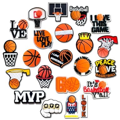22Pcs Basketball Shoe Charms for Croc, Basketball Decorations for Croc Clogs, Basketball Shoe Accessories for Adults