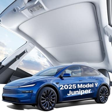 Nmoiss Tesla New Model Y Juniper Roof Sunshade (2025–2026) Double-Layer Heat Block Sunroof Shade Ice-Cooling Reflective Fabric 99% UV Protection Foldable with Storage Bag Tesla New Model Y Accessories