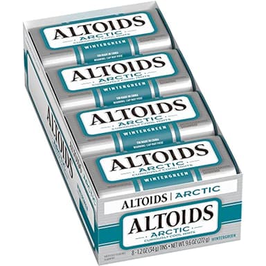 ALTOIDS Arctic Wintergreen Breath Mints Sugar Free Hard Candy Bulk, 1.2 oz Tin (8 Pack)