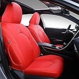 PTYYDS Seat Covers Compatible with 2018-2024 Toyota Camry Seat Covers PU Car Seat Protector Replacement for 2018-2024 Toyota Camry Accessories(Red,Compatible with 2018-2024 LE, SE, SE Nightshade)