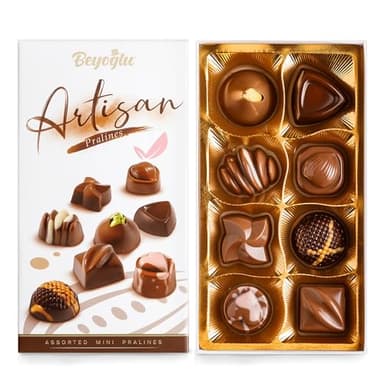 Beyoglu Artisan Assorted Chocolate Pralines with Gourmet Fillings, 8 Count, 2.82 Oz Box