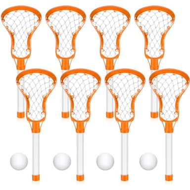 Arrowbash 4 Sets Lacrosse Stick and Ball, Includes 8 Water Lacrosse Sticks for Pool and 4 Balls Plastic Game Set for Kids Teens Adults Youth Outdoor Beach Sports Summer(Orange)