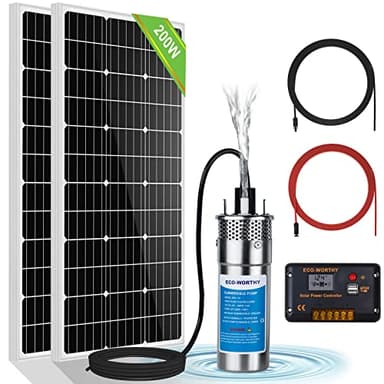 ECO-WORTHY Solar Well Pump Kit 12V DC Submersible Water Pump with 200W Solar Panel for Off-Grid Areas, Deep Wells, Irrigation, and Water Tank Filling