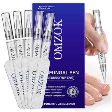 Toenail Fungus Pen - Toenail Fungus Treatment Extra Strength for Damaged, Discolored Nail - 25% Undecylenic Acid with Tea Tree, Jojoba, Clove Bud Oils & Aloe - Fungal Nail Repair Pen 5 Pack