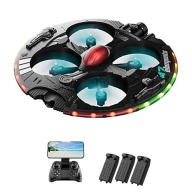 UFO Drones with 8K HD Dual Camera for Adults, AI Gesture Control,Stable Optical Flow Positioning Hover,Designated Trajectory Flight,360° Flips, One-Key Return, 60mins Flight,Spray RGB Light Show