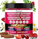 Adndale 90ct 15-in-1 Magnesium Glycinate Gummies 400 mg/serv- with Magnesium Malate, Ashwagandha, Tart Cherry, Magnolia Bark, Lemon Balm, Passionflower, Chamomile, L-Theanine, Zinc, Vitamin K2 & D3