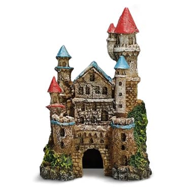 Ganrami Aquarium Castle Decor – Resin Medieval Fish Tank Decorations with Hiding Holes, Betta Fish Tank Accessories Ornaments, Large Aquarium Decor, Gift for Kids & Fish Lovers