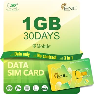 US BR Prepaid Data Only SIM Card, 1GB/30Days 5G/4G LTE for Unlocked Security Camera/Mobile WiFi Hotspot/Routers/Laptops/Tablets, No Voice & No Text (USA 3-in-1 SIM Card)