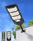 Wahomere Solar Street Lights Outdoor, 300W Solar Parking Lot Lights, 6500K LED Street Light Dusk to Dawn, Security Flood Lights Waterproof IP67, Wide Angle Lamp with Motion Sensor, for Yard (300W-1PC)