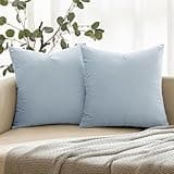 ANRODUO Pack of 2 Velvet Light Blue Throw Pillow Covers Decorative Pillow Covers Euro Cushion Case Soft Solid Square Cozy Modern Home Decorations Pillowcase for Sofa Couch Bed Room Decor 18x 18 Inch