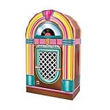 Beistle 3D Corrugated Cardboard Jukebox Photo Prop, 50s Themed Party Decorations, Rock'n Roll Party Decor, Vintage Diner Photo Booth Accessories, 3'8.5" x 27"