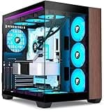 FOIFKIN M9 PC Case -Wood Walnut Front Pane, Pre-Installed 3 PWM ARGB Fan, ATX Mid-Tower Gaming PC Case, 270° Panoramic Glass, Type-C, Black, FOIFKIN
