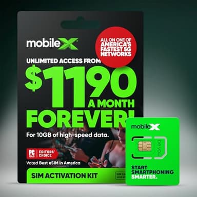 Prepaid SIM Card Kit & eSIM for Prepaid Cell Phones | MobileX Prepaid Phone Plans from $3.88/mo to $24.88/mo (3-in-1 & eSIM) | 5G Ultra Wideband 5G and 4G LTE Networks