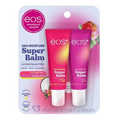 eos 24H Moisture Super Balm - Coconut Milk & Honey Apple, Day or Night Lip Treatment, Made for Sensitive Skin, Lip Balms & Moisturizers, 0.35 fl oz, 2-Pack