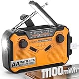 PRUNUS J-369 11100mWh Emergency Weather Radio, AA Batteries/Hand Crank/Solar/USB Charging, NOAA/AM/FM, LED Flashlight and Reading Lamp,SOS Alarm & Flashlight