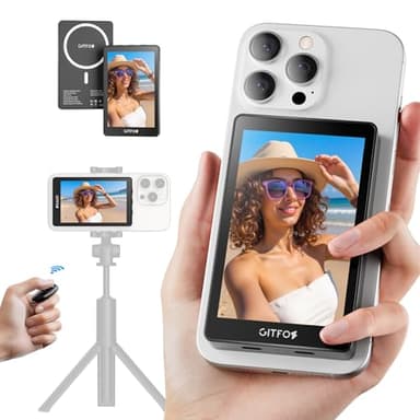 Gitfos Vlog Selfie Monitor Screen for iPhone,4K 30fps Wired Recording,with 40Gbps USB-C Cable,Wired Audio Output, Dual Magnetic Selfie for Selfie Vlog,TikTok Live Stream (Doesn't Support Android)