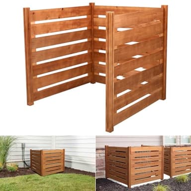 Air Conditioner Fence,Wooden Privacy Fence,Trash can Fence,Wood Compost bin 3 Panel 48" Lx48 x36 H Suitable for AC,Outdoor Trash cans, Pool Equipment enclosures.
