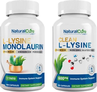 Natural Cure Labs Bundle: L-Lysine with Monolaurin + Clean L-Lysine