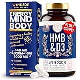 HMB and Vitamin D3 Supplement - B-Hydroxy B-Methylbutyrate 1,000 MG HMB Supplements for Men and Women Plus Calcium, Vitamin D 3 - Muscle Growth, Strength, Performance, Recovery - 90 Days, 180 Caps.