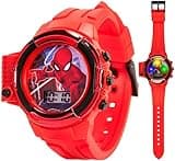 Marvel Spider-Man Kids Flashlight LCD Watch – Digital Time Display, Press-Activated Side Flashlight, Bold Red Plastic Strap with Superhero Graphics, Fun Interactive Design, Fits Wrists 5.5"-8"