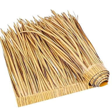 SEKKVY Tiki Hut Grass Roof, Mexican Style Palm Thatch Rolls, Artificial Palapa Thatch Roofing for Tiki Bar, Duck Blind Grass for Garden Umbrella Luau Party Decoration (Yellow, 16" x 197")