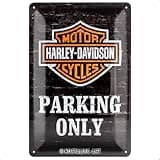 Harley-Davidson FBA_22231 Retro Tin Sign Parking Only – Gift idea for Motorcycle Fans, 20 x 30 cm, Metal Plaque