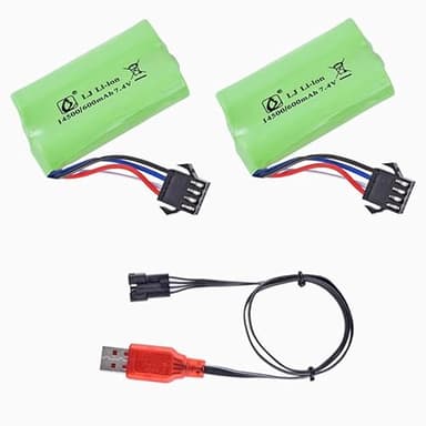 CBB 7.4V 600mAh Li-ion Rechargerable Battery with SM-4P Plug and Charger Cable for Airsoft Guns Water Ball Blasters